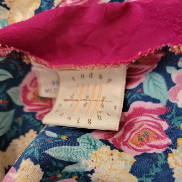 Today Tonight Vintage Nightgown Lingerie Robe ~ Sz M ~ Floral ~ Pinks Blues - Picture 5 of 6
